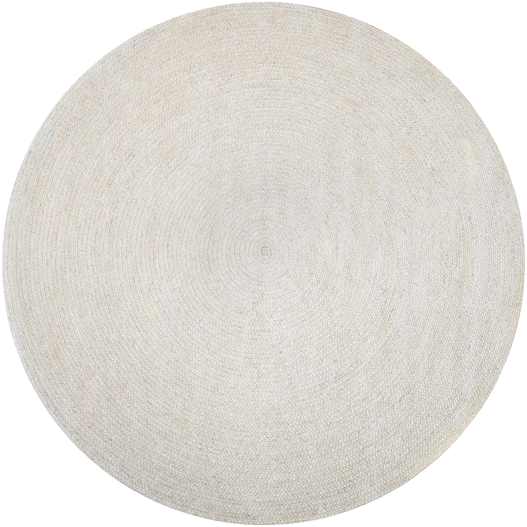 Overhead view of Glenmore round rug in white colour