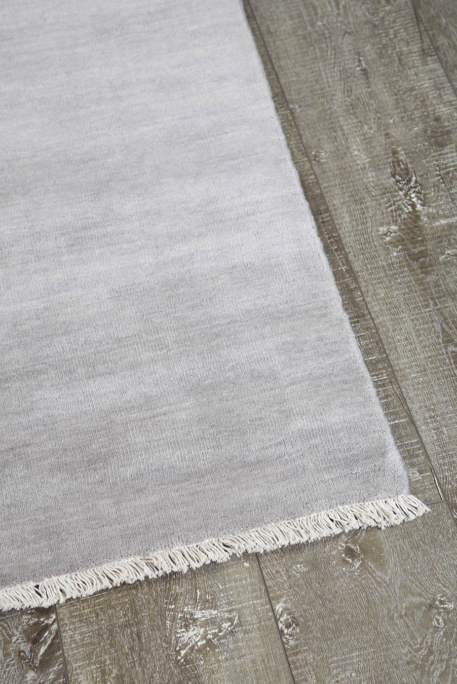 Overhead view of textured Zen rug in light grey colour