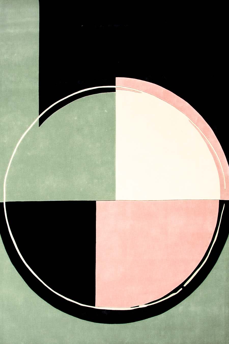 Detailed view of our modern and abstract Wilbur rug in stunning pink and green