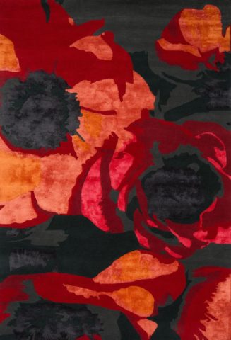 Charlotte rug in scarlet colourway overhead image
