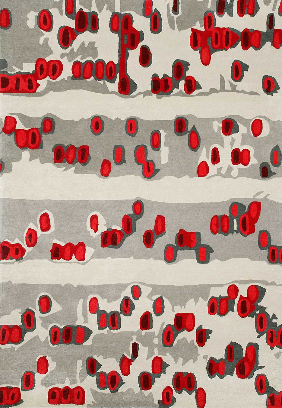 DNA rug in Toledo red colourway overhead image