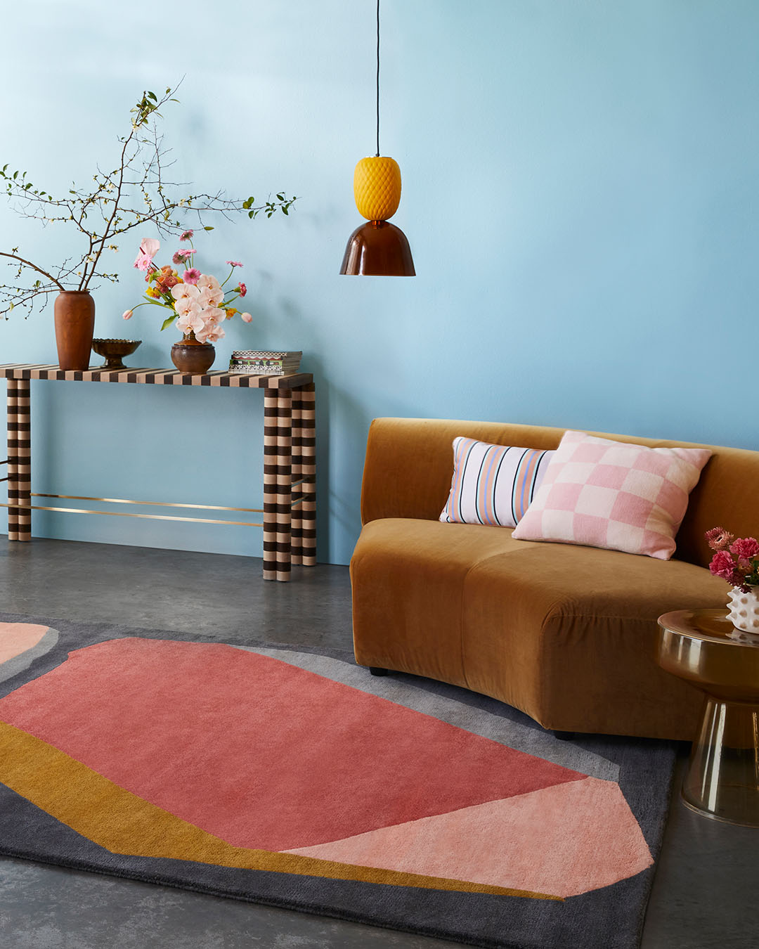 living room image of modern Formation rug in multicolour