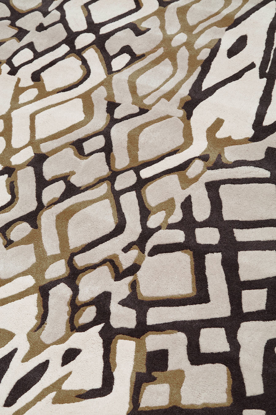 detailed image of tribal jacquard rug in beige colour
