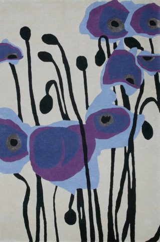 Poppy rug in blue colourway overhead image