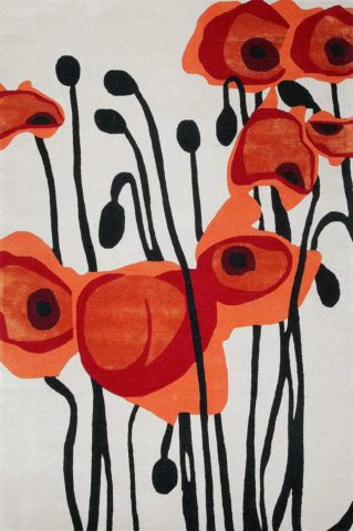 Poppy rug in toledo red colourway overhead image