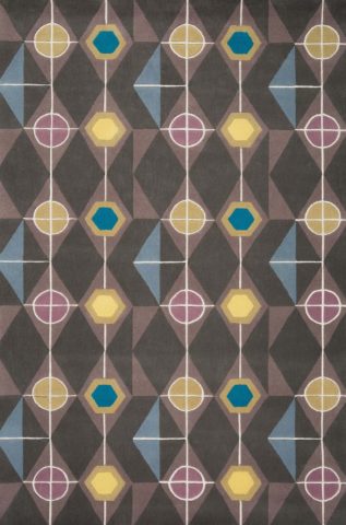 Steampunk rug in gunmetal colourway overhead image