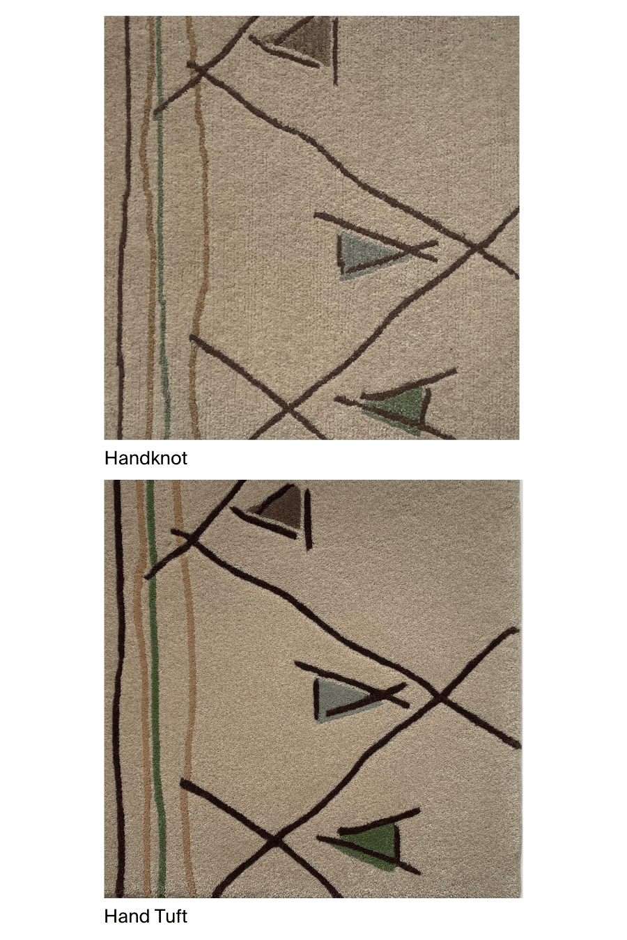 overhead image of the Fjell sample in hadknot and handtuft