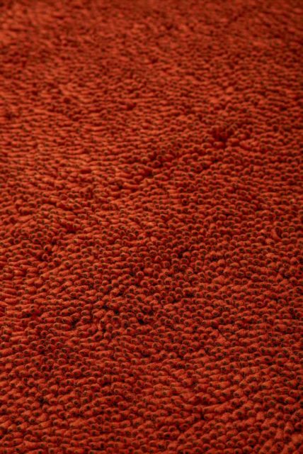 Close up view of textured Coral Shag rug in red colour