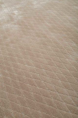 Close up view of textured Diamond Velour rug in light beige colour